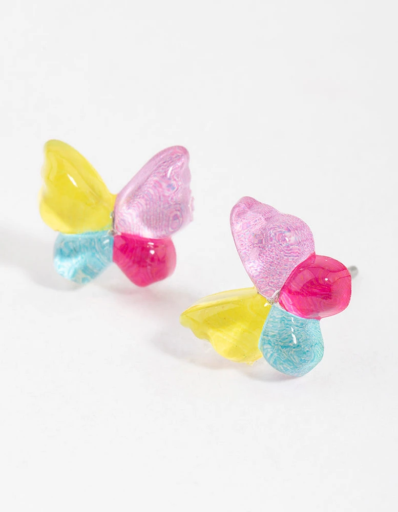 Resin Butterfly Stud Earrings