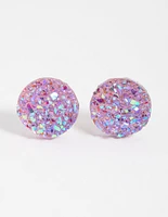 Pink Crackle Texture Stud Earrings