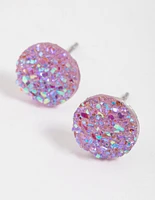 Pink Crackle Texture Stud Earrings