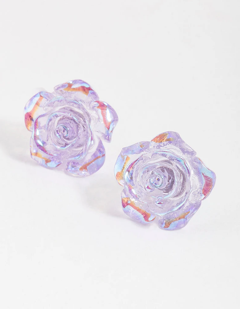 Lilac Rose Bloom Stud Earirngs