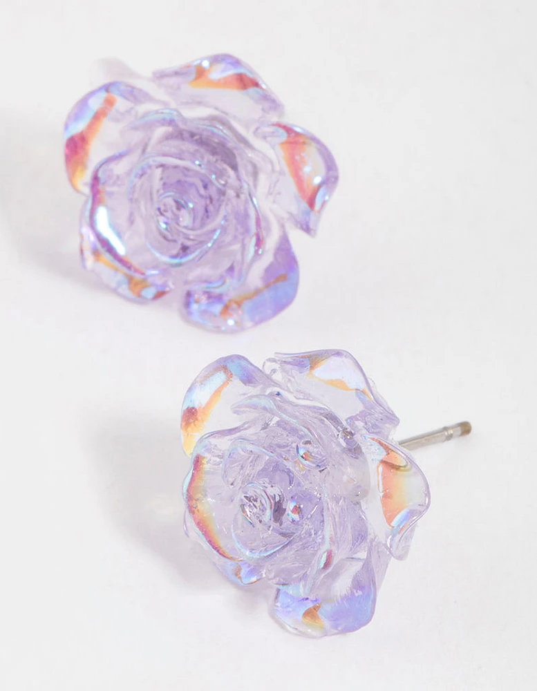 Lilac Rose Bloom Stud Earirngs