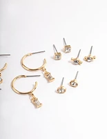 Gold Mixed Stone Stud & Hoop Earrings 8-Pack