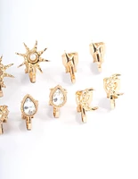 Gold Mix Celestial Clip On Earrings 5-Pack