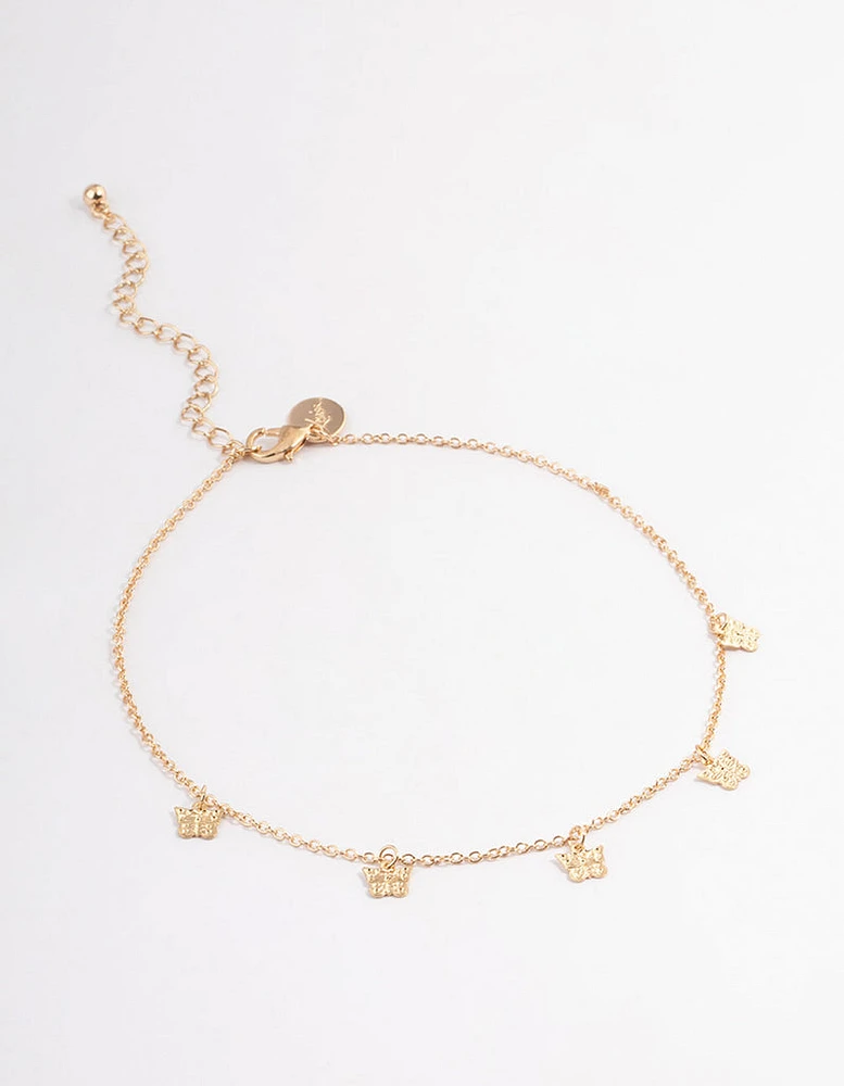 Gold Butterfly Droplet Choker