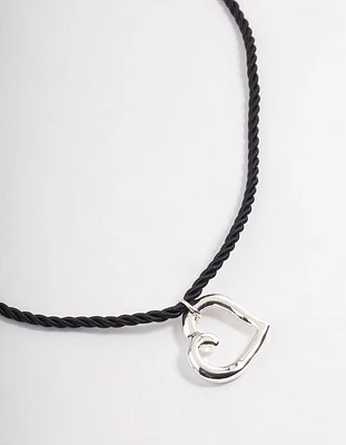 Silver Twist Cord Heart Necklace