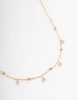 Gold Diamante Droplet Station Necklace