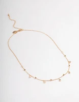 Gold Diamante Droplet Station Necklace