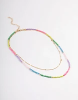 Gold Multi-Coloured Bead Necklace