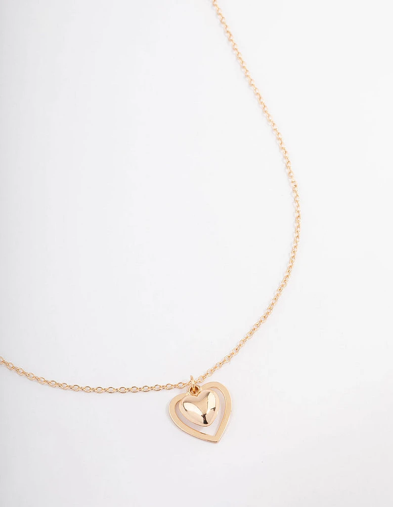 Gold Puffy Heart Necklace