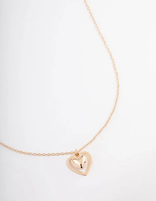 Gold Puffy Heart Necklace