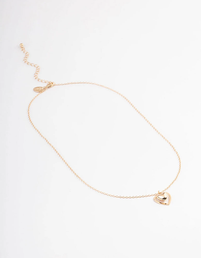 Gold Puffy Heart Necklace