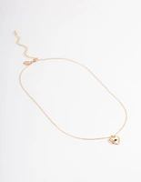 Gold Puffy Heart Necklace