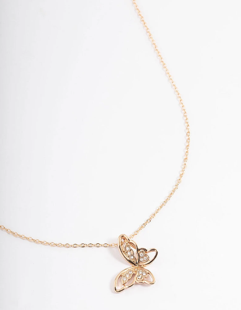 Gold Asymmetrical Butterfly Necklace