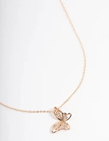 Gold Asymmetrical Butterfly Necklace