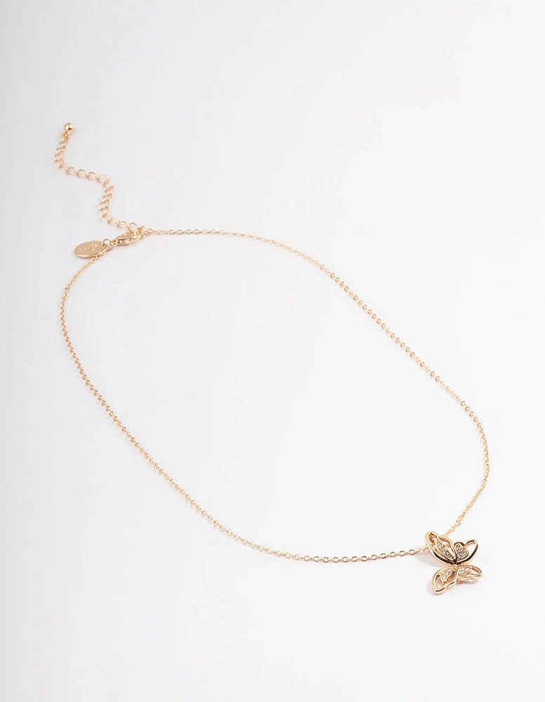 Gold Asymmetrical Butterfly Necklace