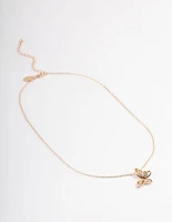 Gold Asymmetrical Butterfly Necklace