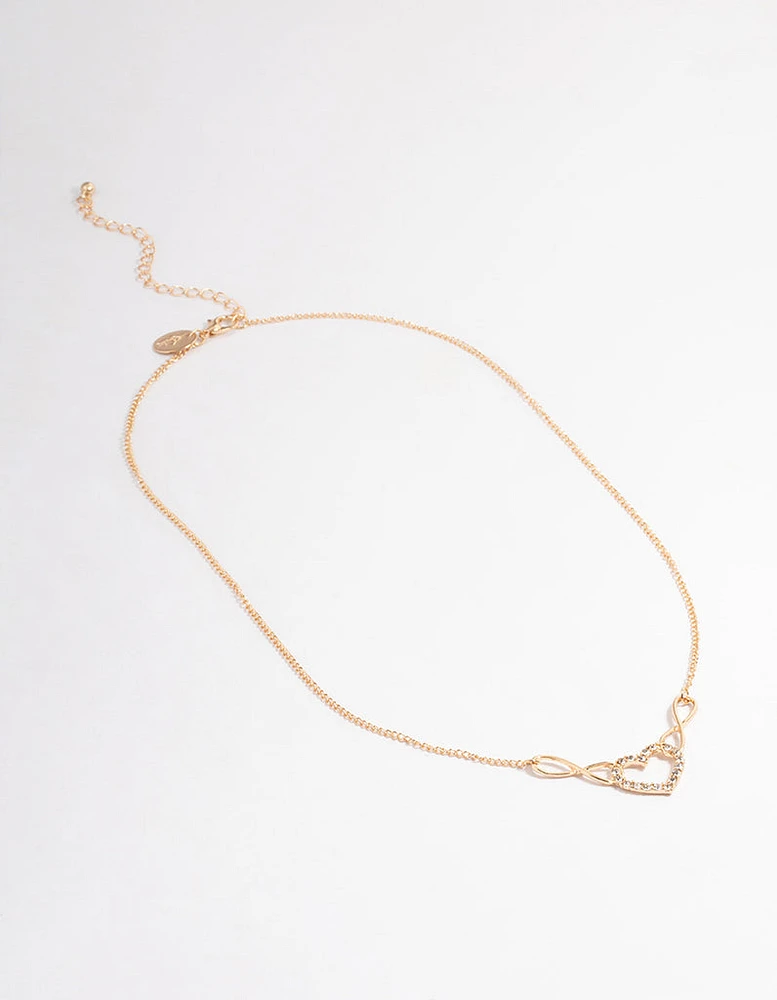 Gold Double Infinity Heart Necklace