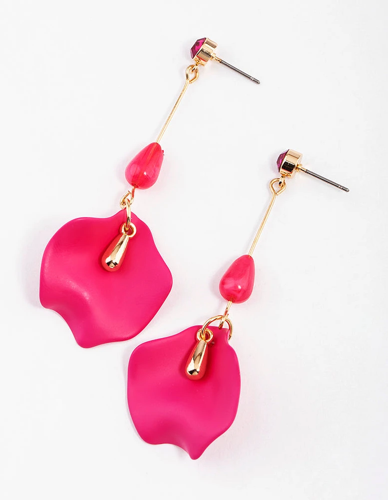 Fuchsia Diamante Stack Petal Drop Earrings