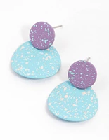 Coated Double Splatter Disc Drop Earrings