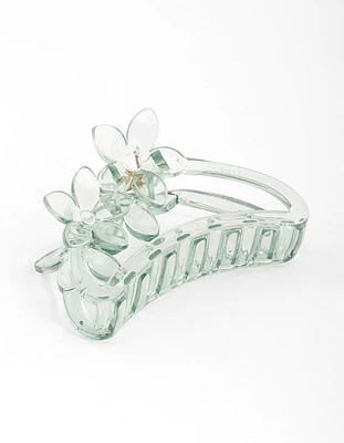 Mint Flower Claw Clip 9cm