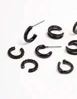 Black Hoop Huggie Earrings 5-Pack