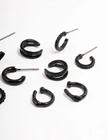 Black Hoop Huggie Earrings 5-Pack