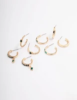 Gold Garden Diamante Stack Hoop Earrings 4-Pack