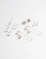 Silver Celestial Stacker Earrings 5-Pack