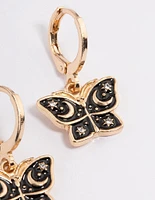 Gold Celestial Butterfly Huggie Earrings