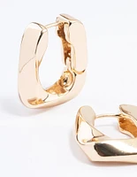 Gold Thick Twist Huggie Earrings