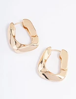 Gold Thick Twist Huggie Earrings