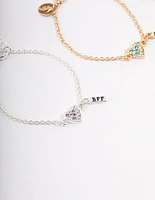 Kids Mixed Diamante Heart BFF Bracelet Pack