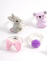 Kids Silver Koala Cat Mega Ring 6-Pack