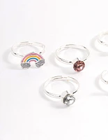 Kids Silver Diamante Bubble Dog Ring 6-Pack