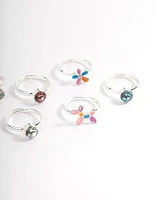 Kids Silver Diamante Bubble Dog Ring 6-Pack