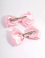 Kids Fabric Pearl Bow Hair Clip Pack