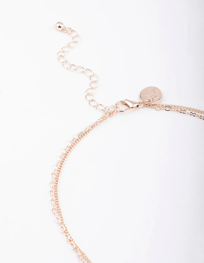 Rose Gold Dainty Stone Necklace & Earrings Set