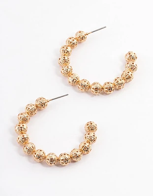 Gold Multi Ball Hoop Earrings