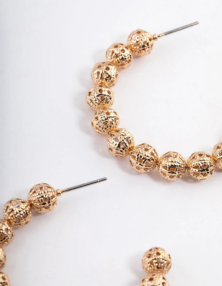 Gold Multi Ball Hoop Earrings