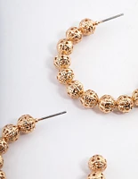 Gold Multi Ball Hoop Earrings