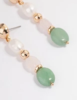 Gold Mixed Semi Precious Drop Earrings