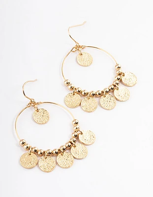 Gold Wrap Hoop Coin Earrings