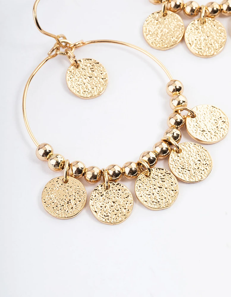 Gold Wrap Hoop Coin Earrings