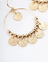 Gold Wrap Hoop Coin Earrings