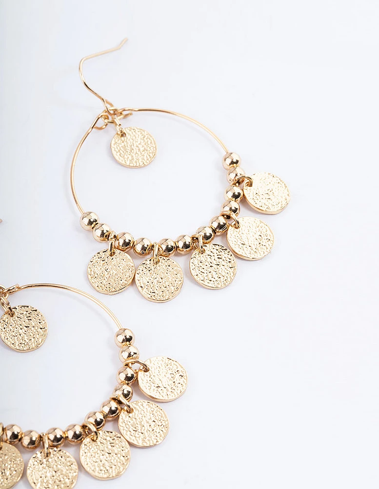 Gold Wrap Hoop Coin Earrings