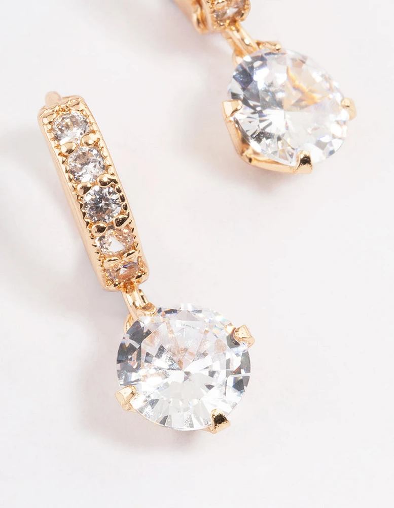 Gold Diamante Huggie Teardrop Earrings