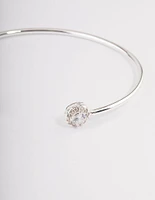 Silver Cubic Zirconia Circle Diamante End Bracelet