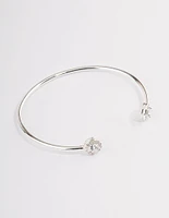 Silver Cubic Zirconia Circle Diamante End Bracelet