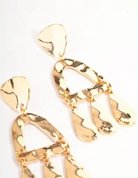 Gold Textured Dangle Earrings