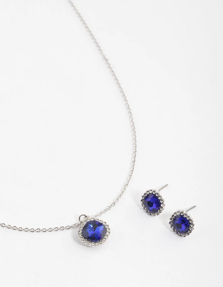 Silver Cushion Halo Jewellery Set